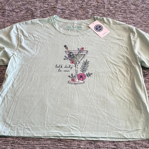 Life Is Good Tops - Life Is Good Light Green Cocktail Graphic Tee Tall Dirty to Me